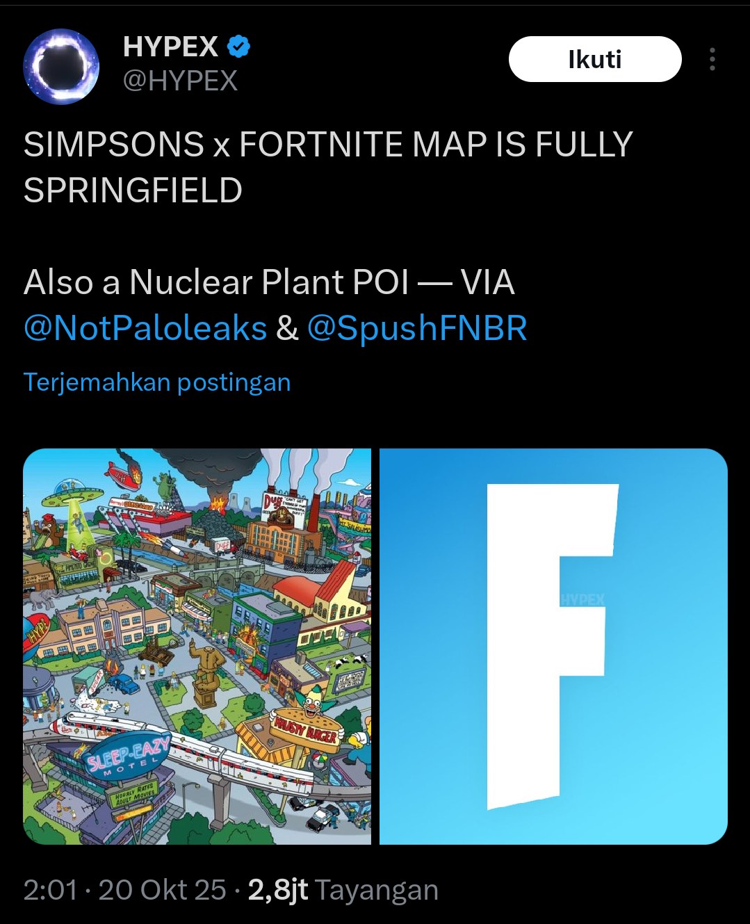 Neueste Leaks besagen, dass eine Springfield-Themenkarte in der kommenden Fortnite-Mini-Season erscheinen wird. Hypex und andere Quellen nennen Orte wie das Atomkraftwerk von Mr. Burns, offizielle Details wurden jedoch noch nicht veröffentlicht.