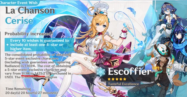 Genshin Impact in America Provides Additional Cost Estimates on the Wish Screen