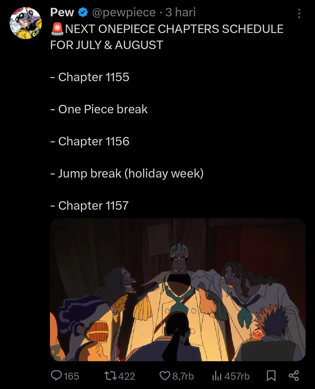 One Piece Manga Will Take a Break in July and August 2025