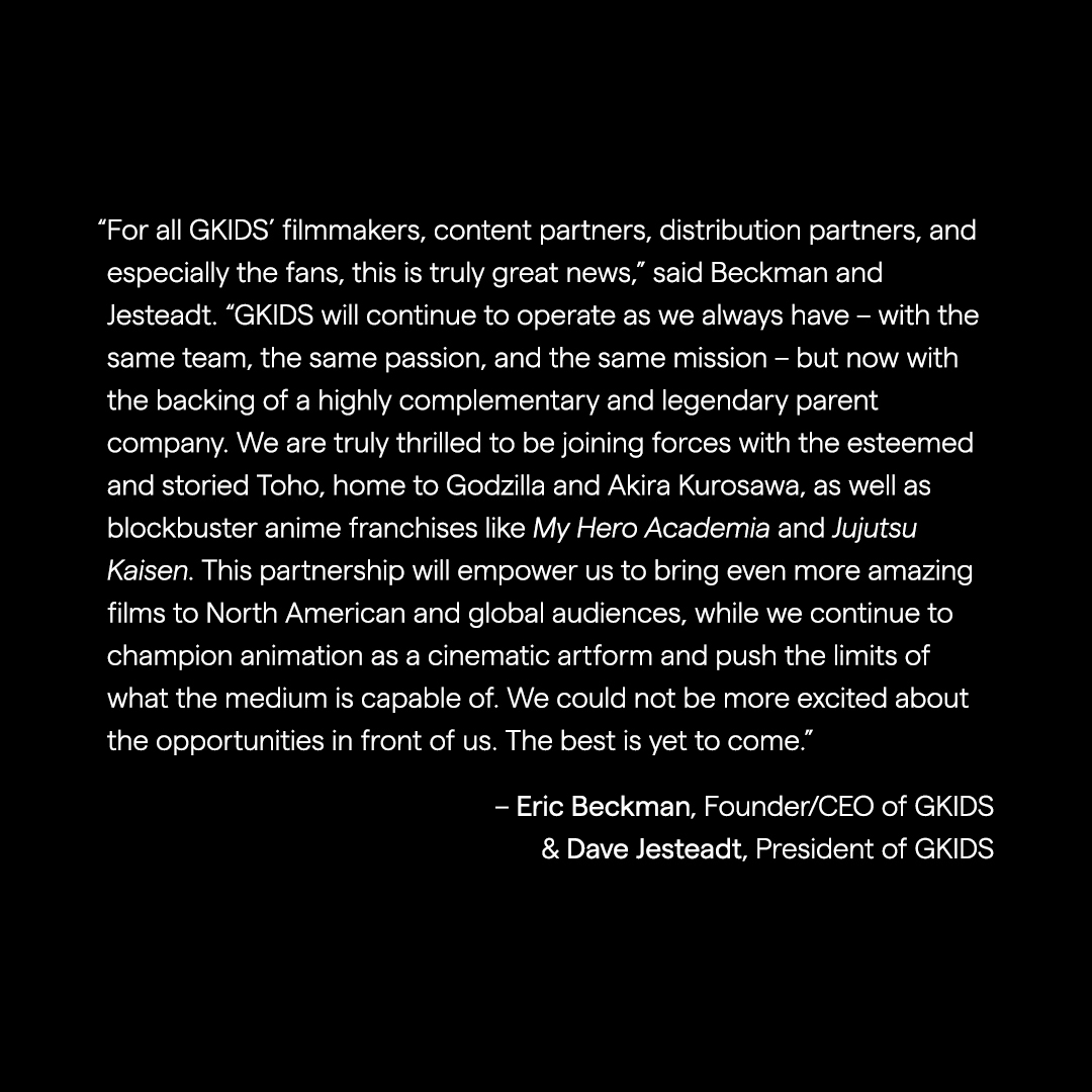 Toho Acquires Animation Distributor GKIDS