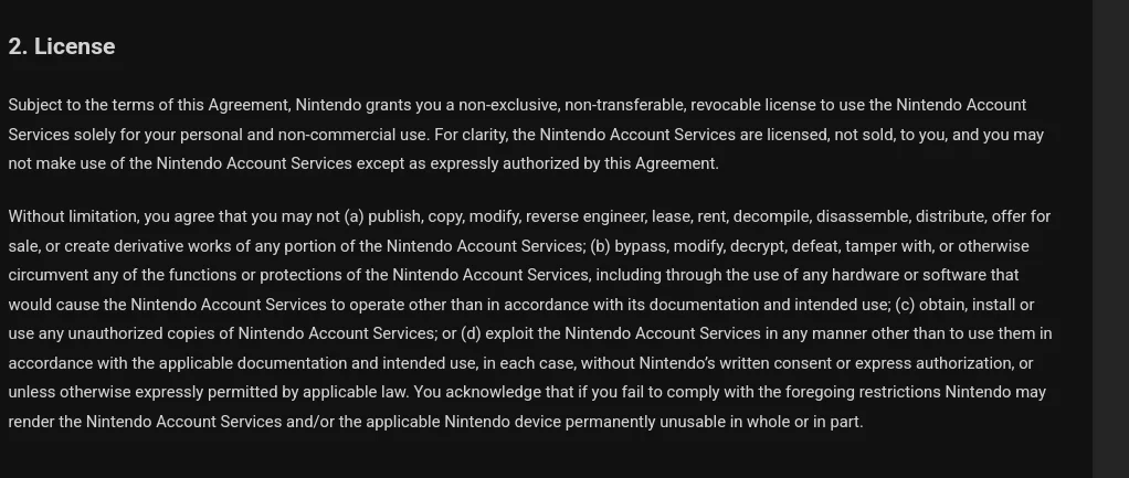 Les appareils Nintendo et le compte Nintendo ne pourront pas être utilisés si l'utilisateur est surpris à contourner, modifier, déchiffrer, falsifier et enfreindre les fonctions ou protections