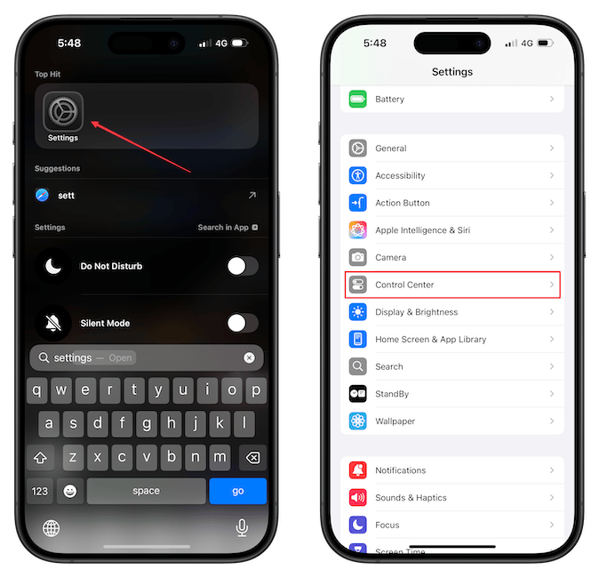 Reset Control Center di iOS 18.1