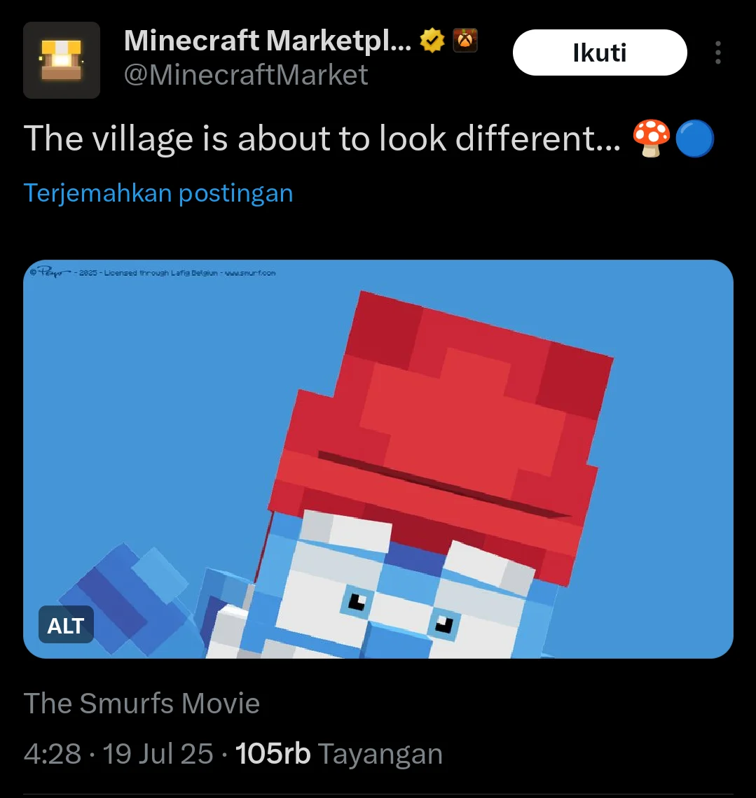 Minecraft가 스머프와의 협업을 공개하다