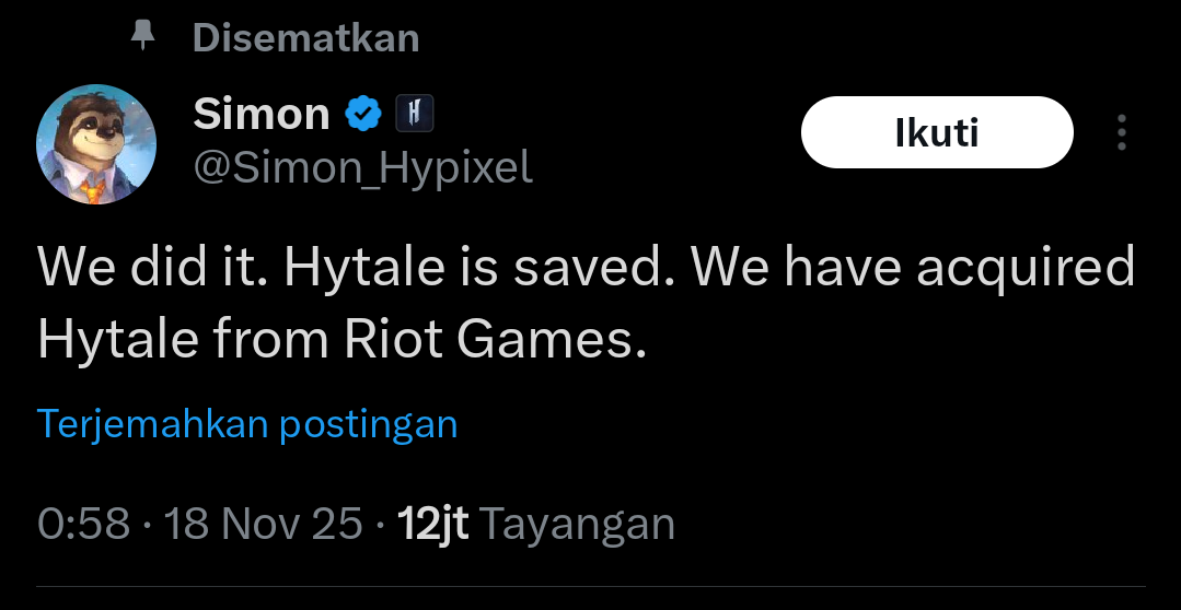 Simon Collins-Laflamme, mengambil langkah berani dengan membeli kembali hak Hytale dari Riot.