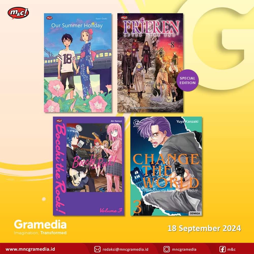 OUR SUMMER HOLIDAY – KAORI OZAKI & FRIEREN : AFTER THE END 08 – Special Edition – KANEHITO YAMADA/TSUKASA ABE & BOCCHI THE ROCK 03 – AKI HIMAZI & AKASHA : CHANGE THE WORLD : BLOODTHIRSTY KILLER FROM TODAY 03 – YUYA KANZAKI