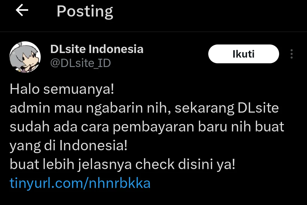 Lewat akun X @DLsite_ID, DLsite ngumumin kalau sekarang mereka udah nerima metode pembayaran baru buat pengguna di Indonesia, yaitu pake Bitcash.
