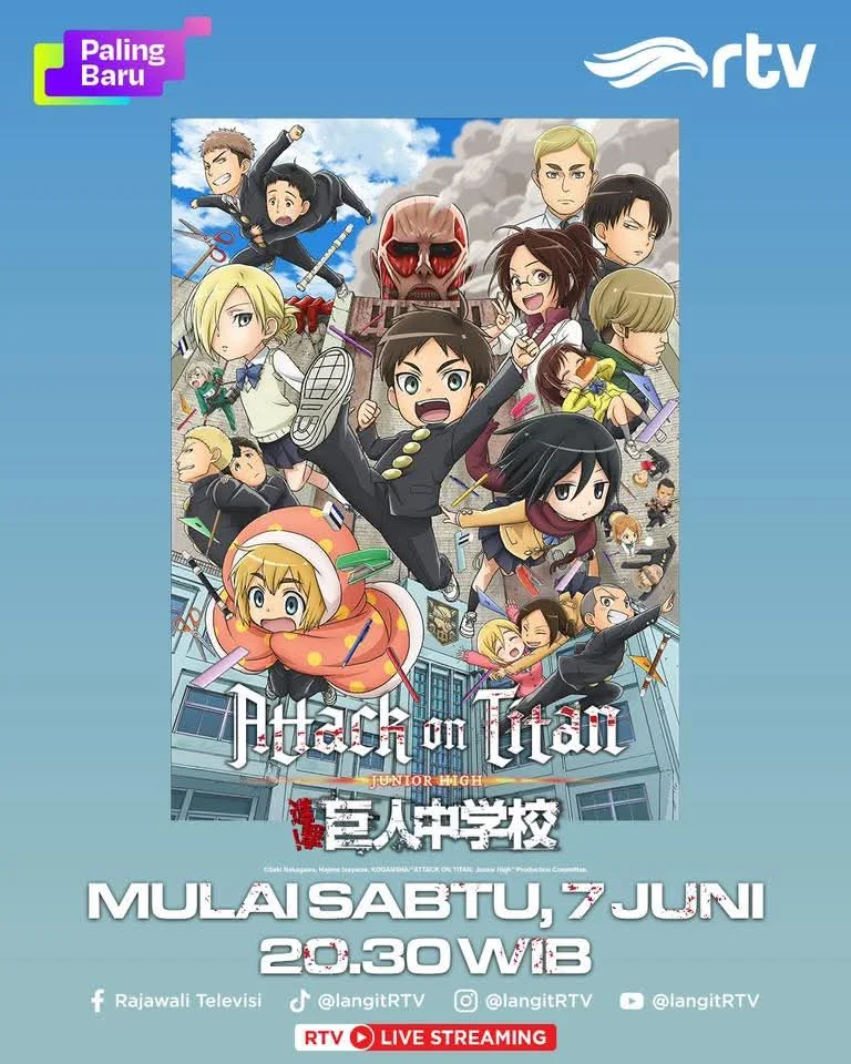 Tanggal Tayang Attack on Titan: Junior High di RTV