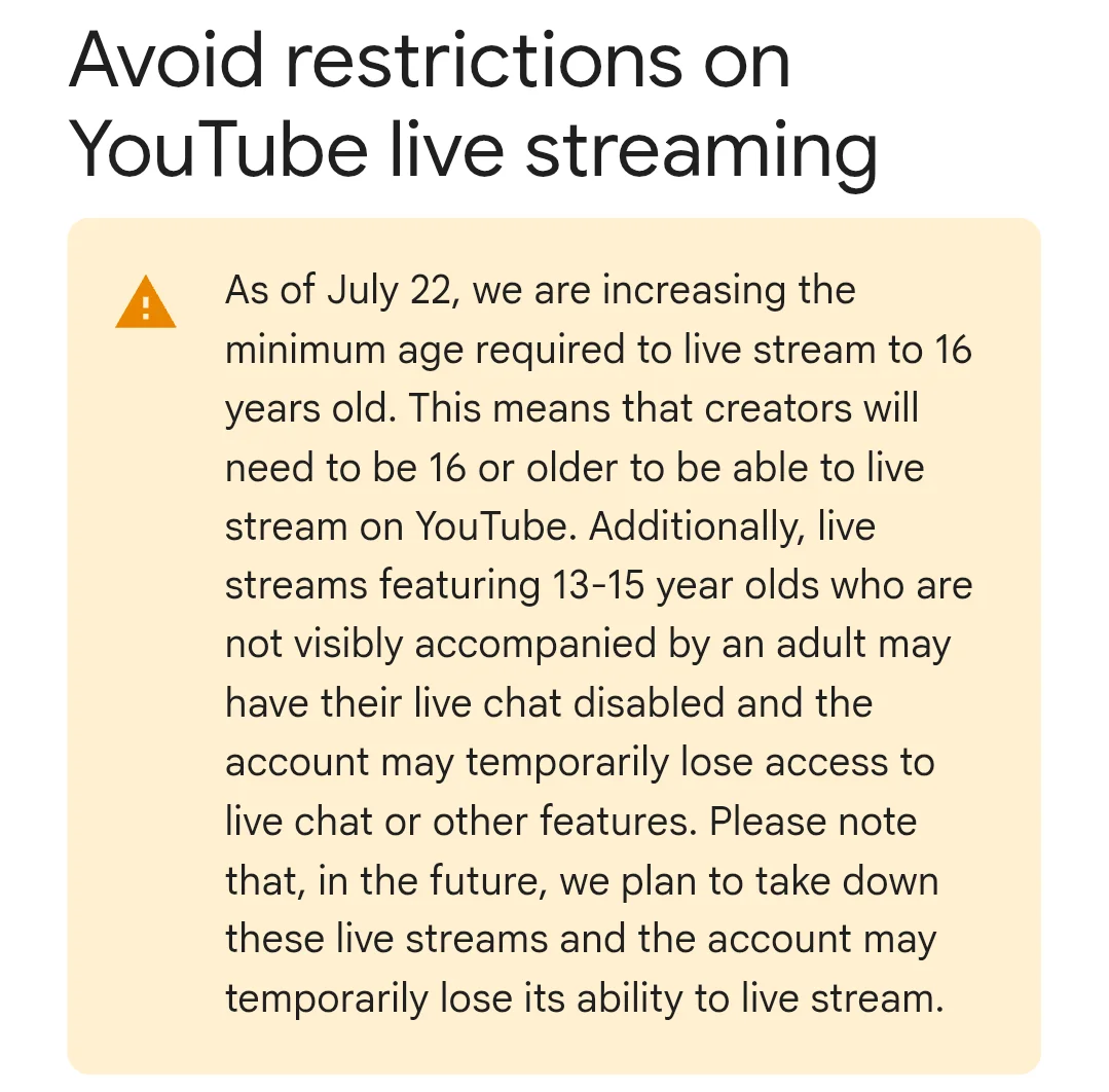 YouTube akan memberlakukan aturan baru: pengguna di bawah usia 16 tahun tidak bisa lagi melakukan live streaming